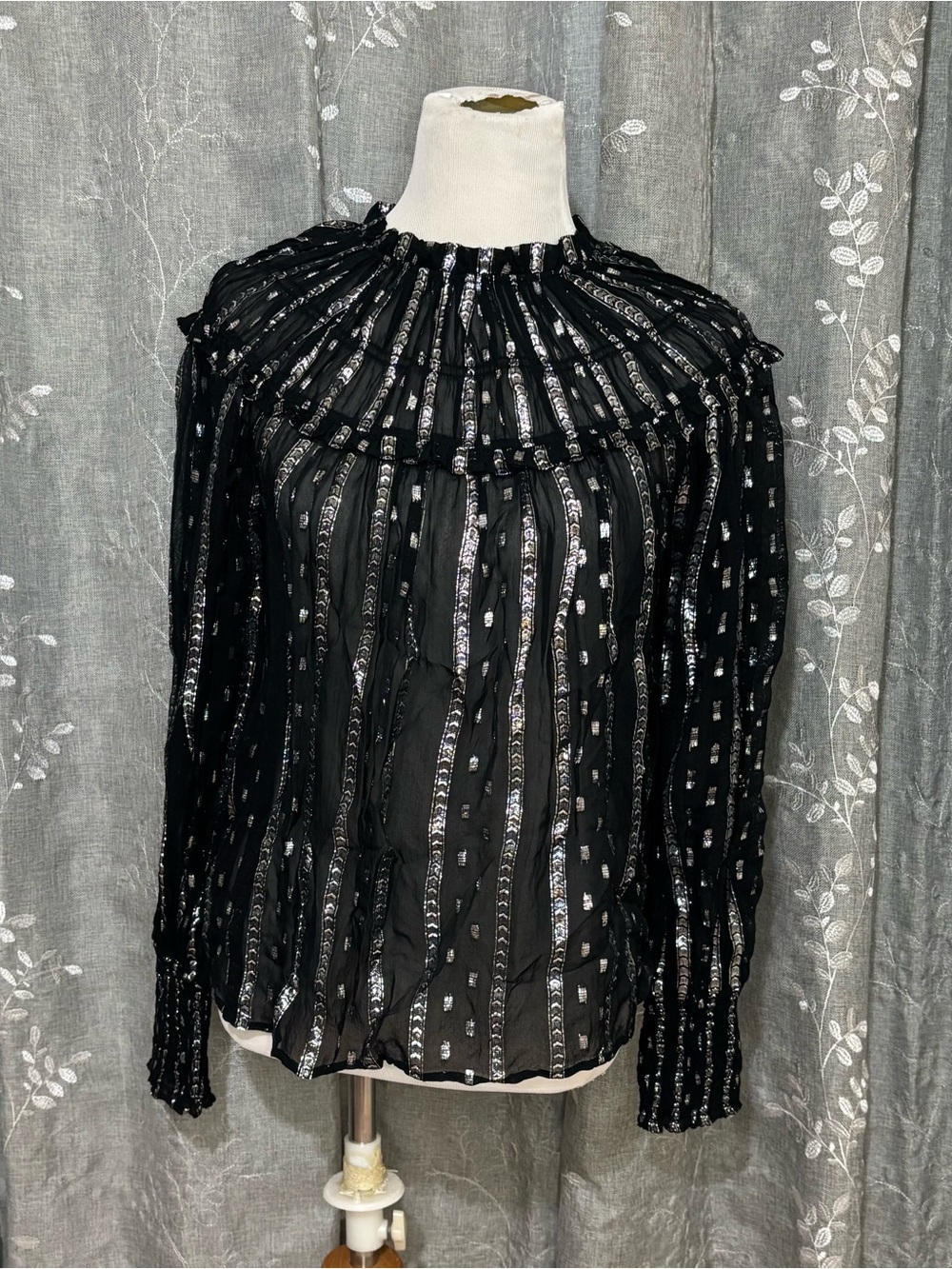 Express Black Sheer Stripe Blouse
